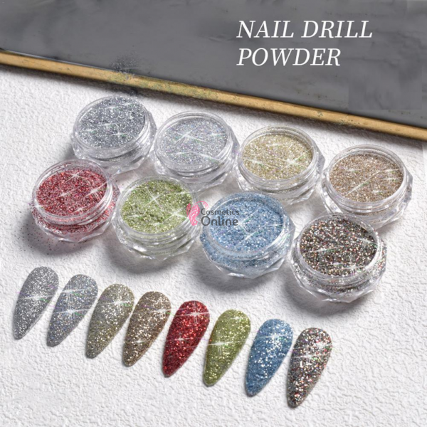 Set  8 cutiute cu sclipici Crystal Diamond Powder Rainbow, color pentru unghii Cod DC041